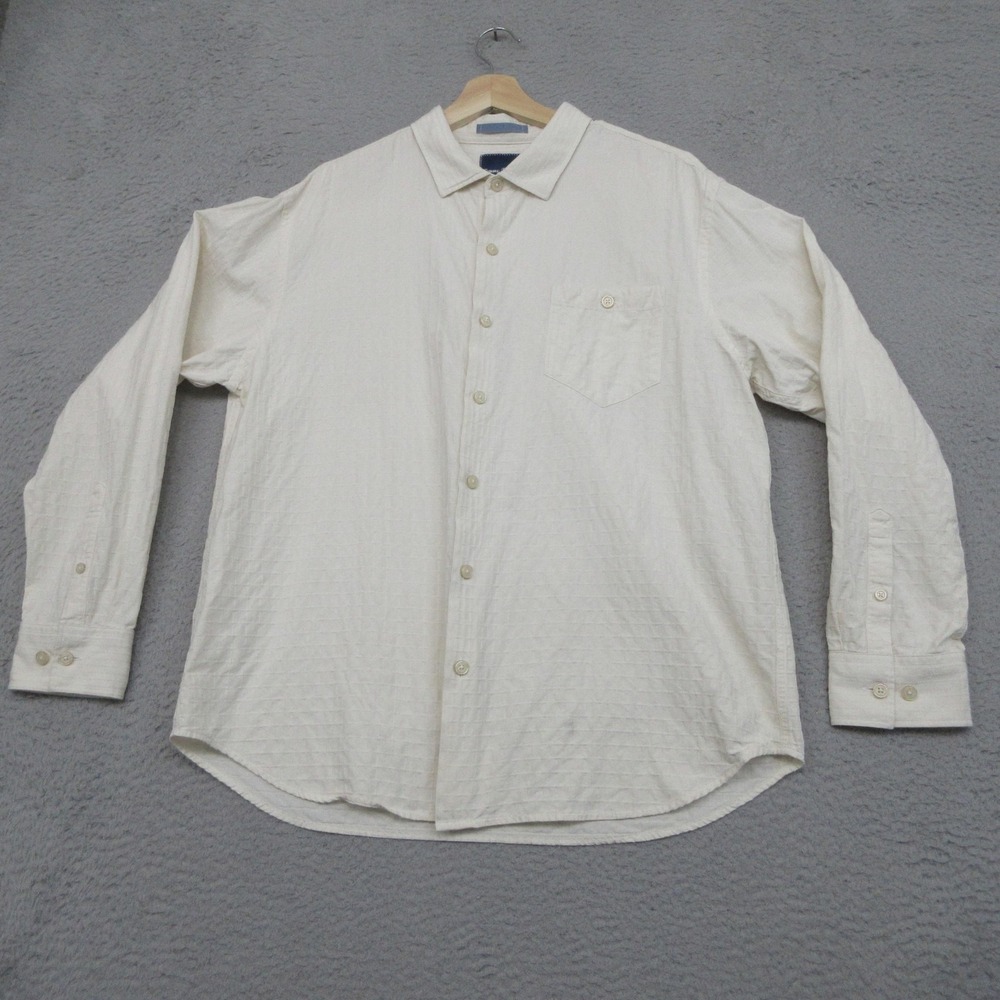 Tommy Bahama Silk Blend Shirt Men XL White Textured Casual Resort Luxury Coastal